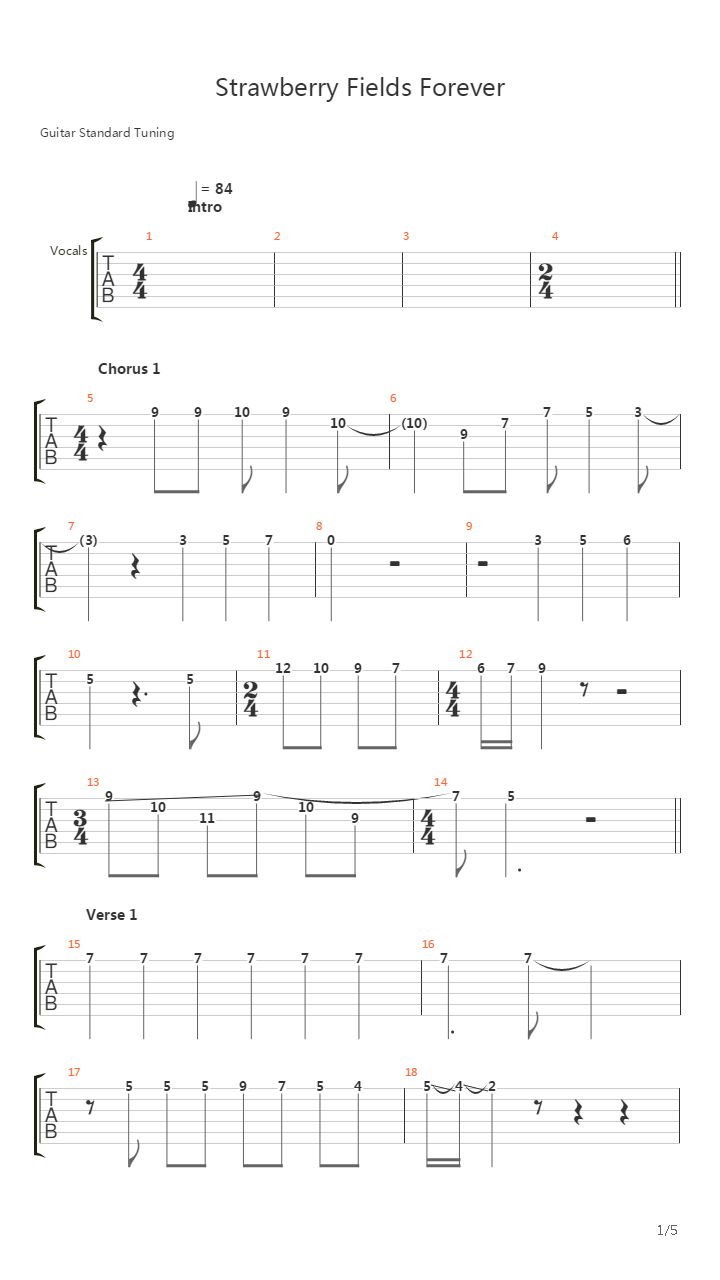 Strawberry Fields吉他谱