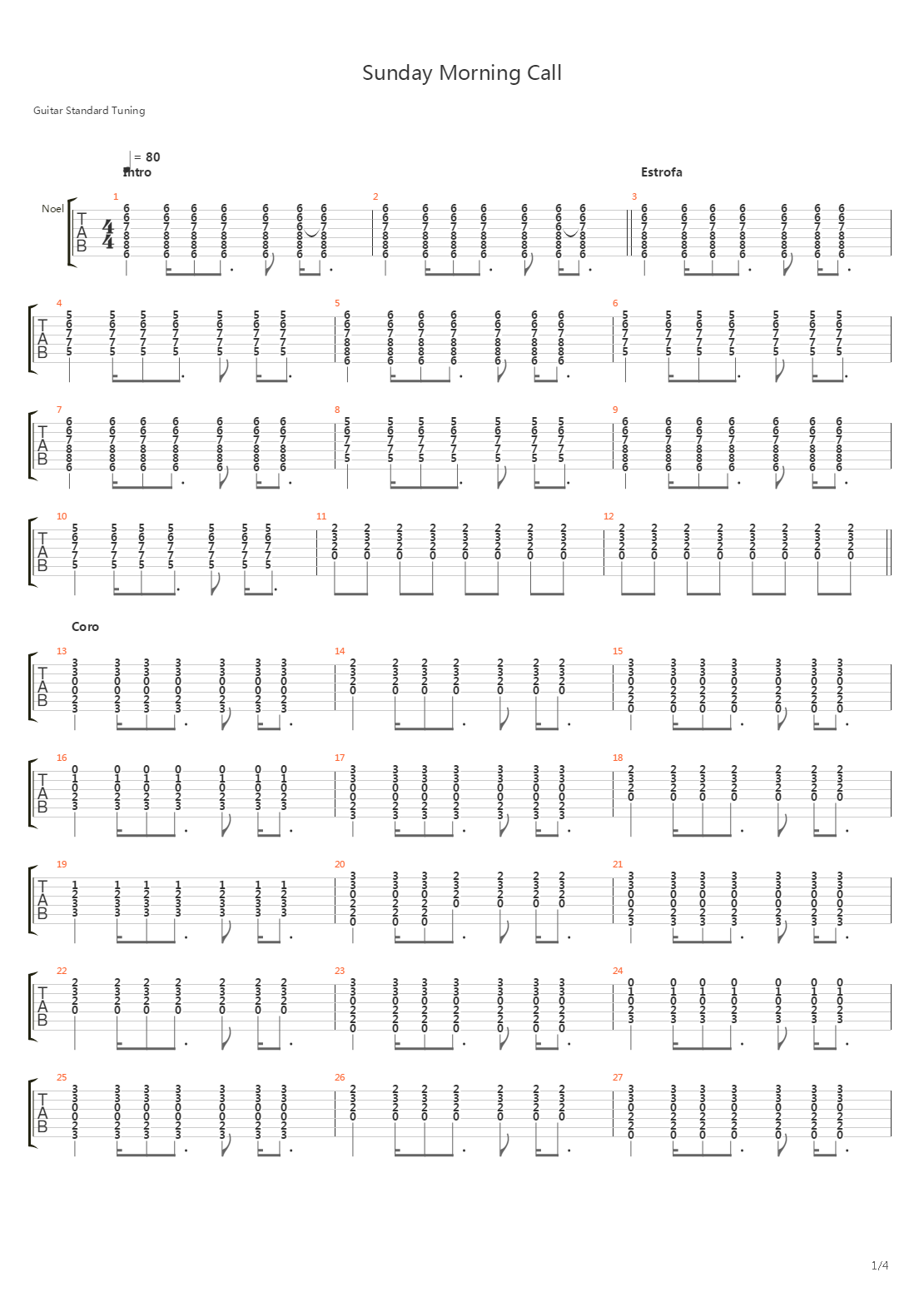 Sunday Morning Call吉他谱