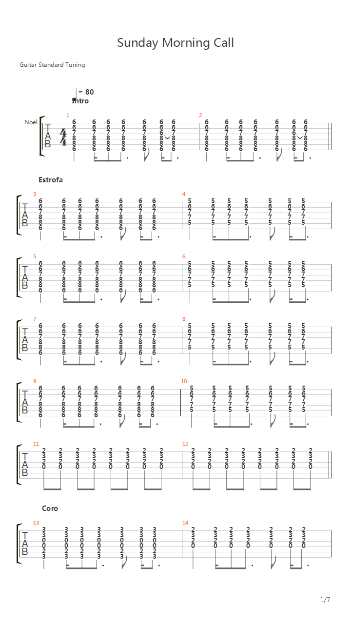 Sunday Morning Call吉他谱