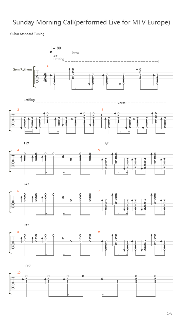 Sunday Morning Call吉他谱