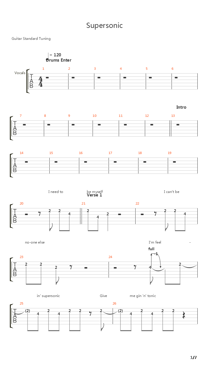 Supersonic吉他谱