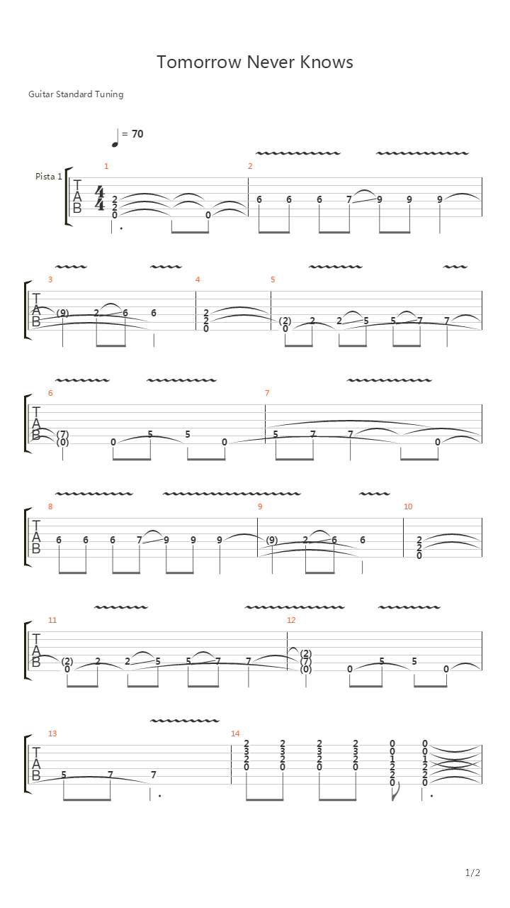 Tomorrow Never Knows吉他谱