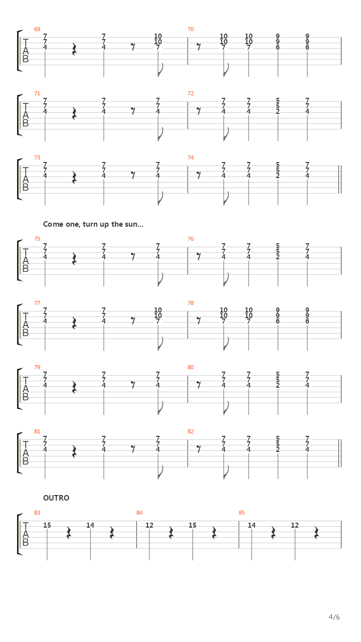 Turn Up The Sun吉他谱