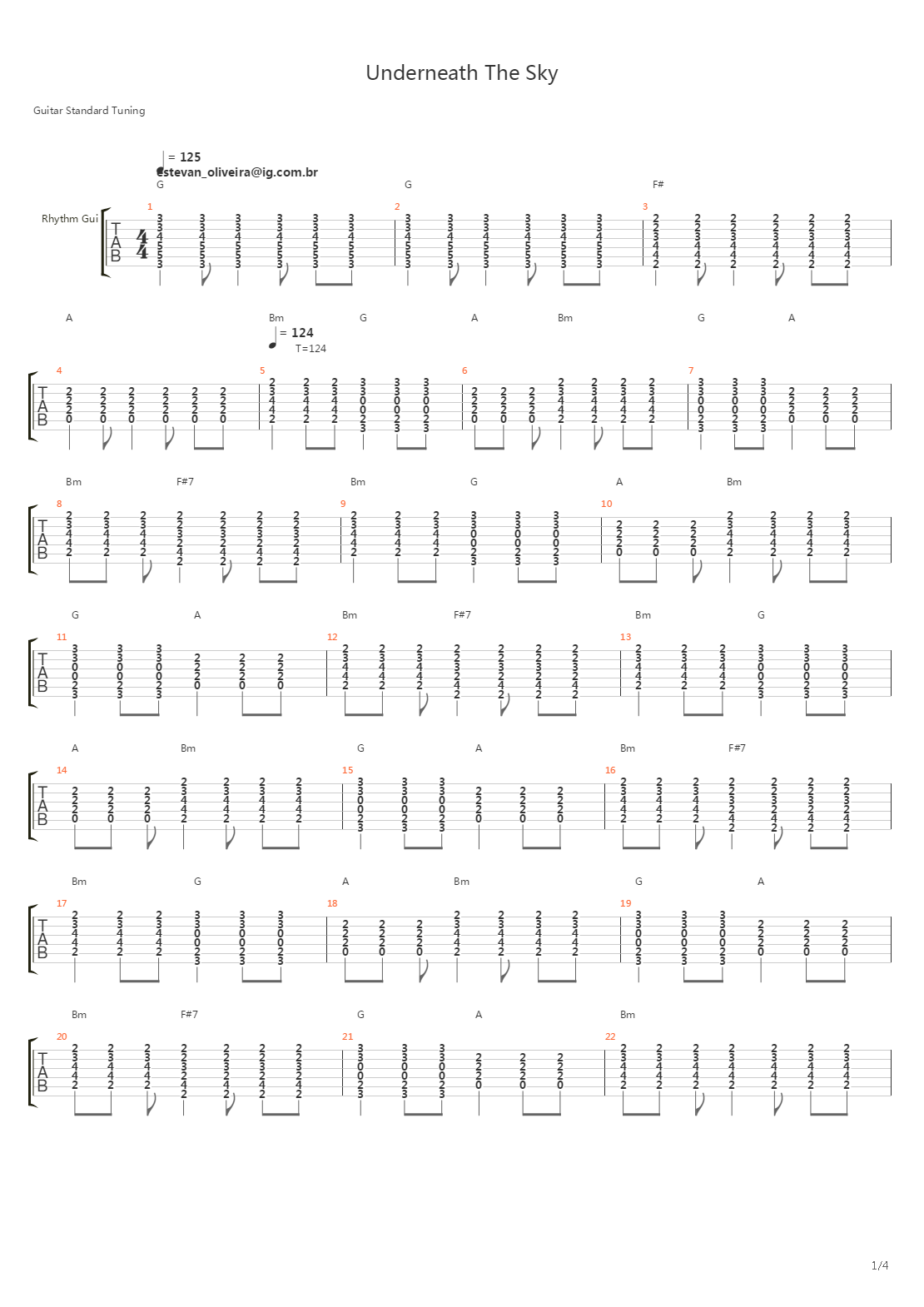 Underneath The Sky吉他谱