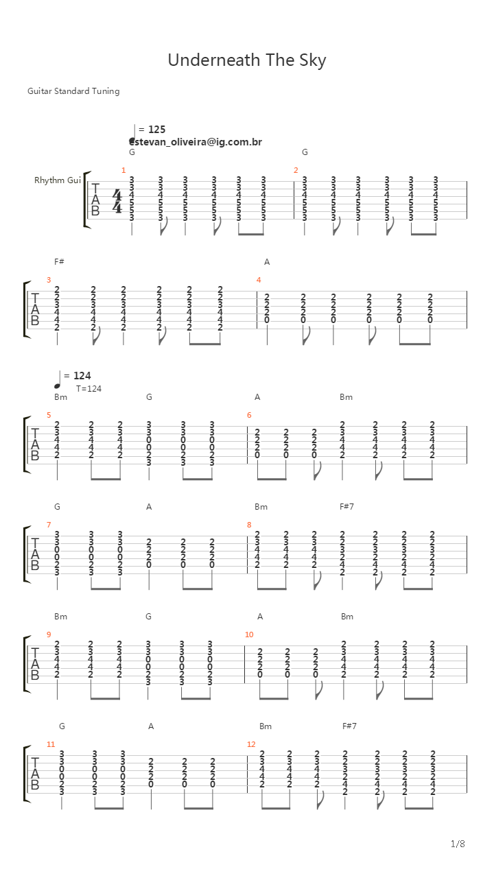 Underneath The Sky吉他谱