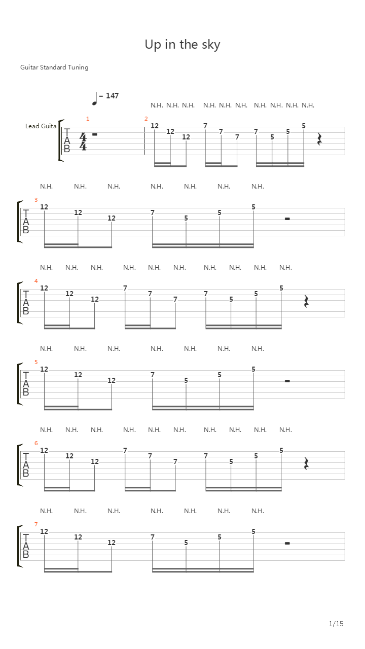 Up In The Sky吉他谱