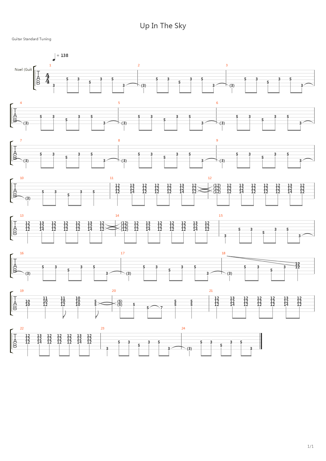 Up In The Sky吉他谱