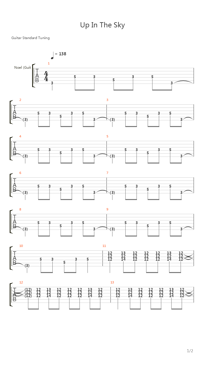 Up In The Sky吉他谱