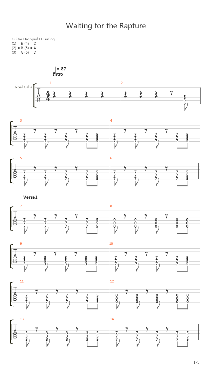 Waiting For The Rapture吉他谱