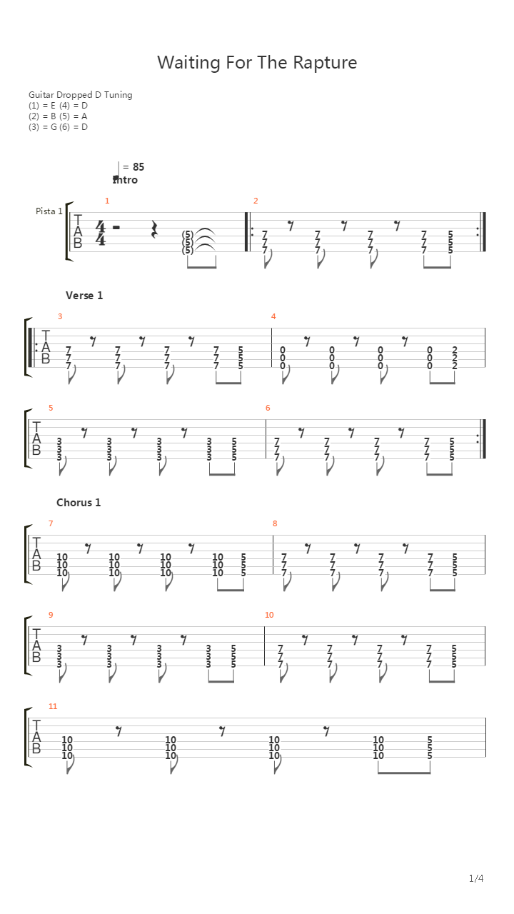 Waiting For The Rapture吉他谱