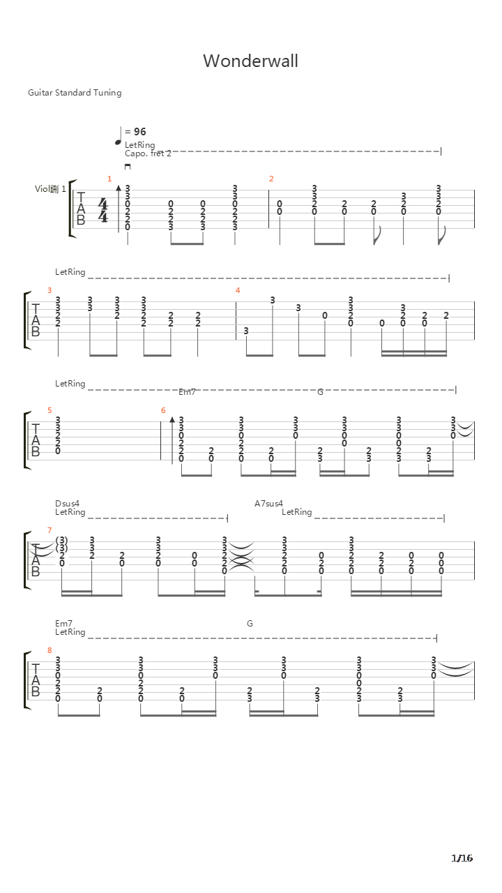 Wonderwall吉他谱