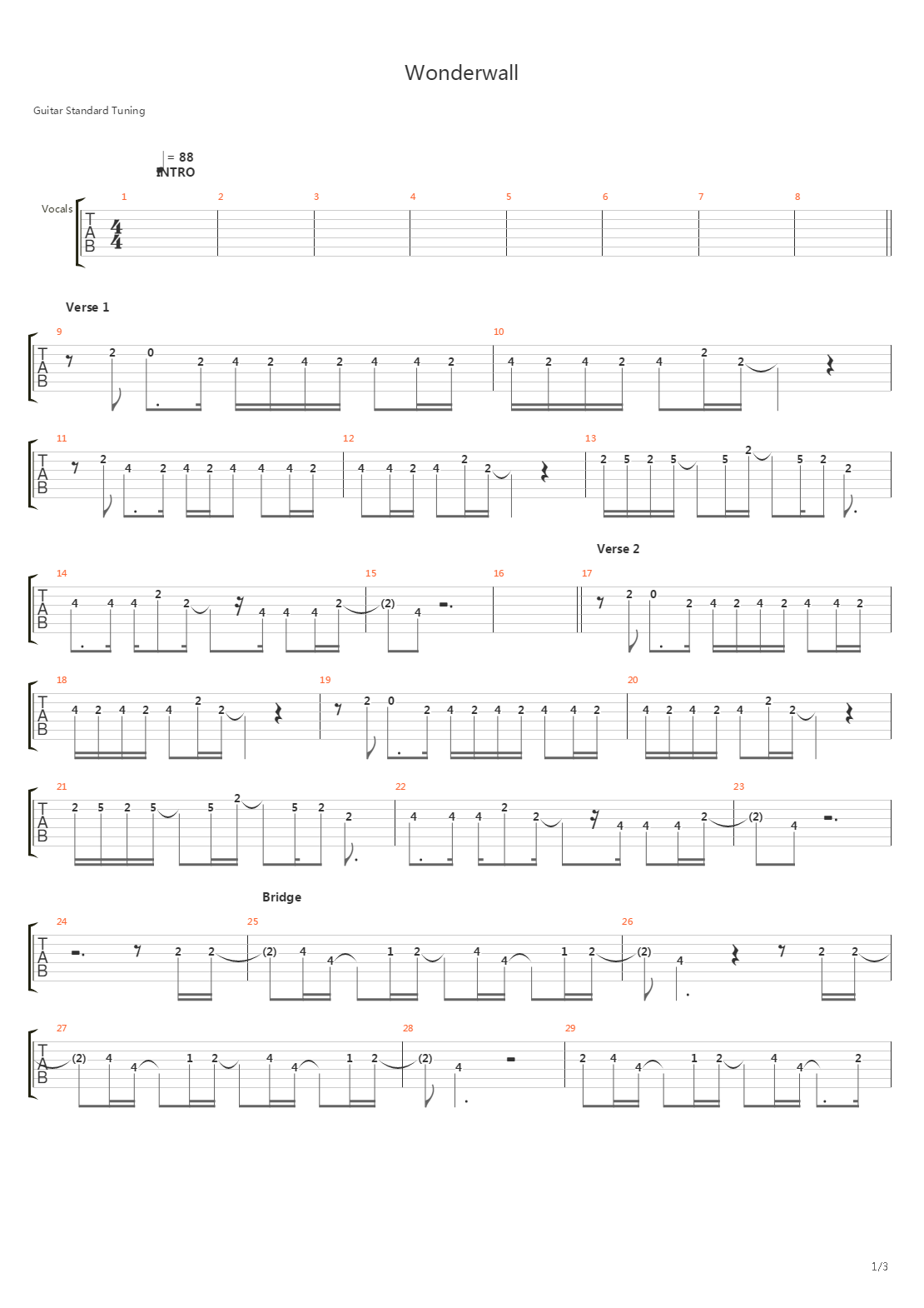 Wonderwall吉他谱