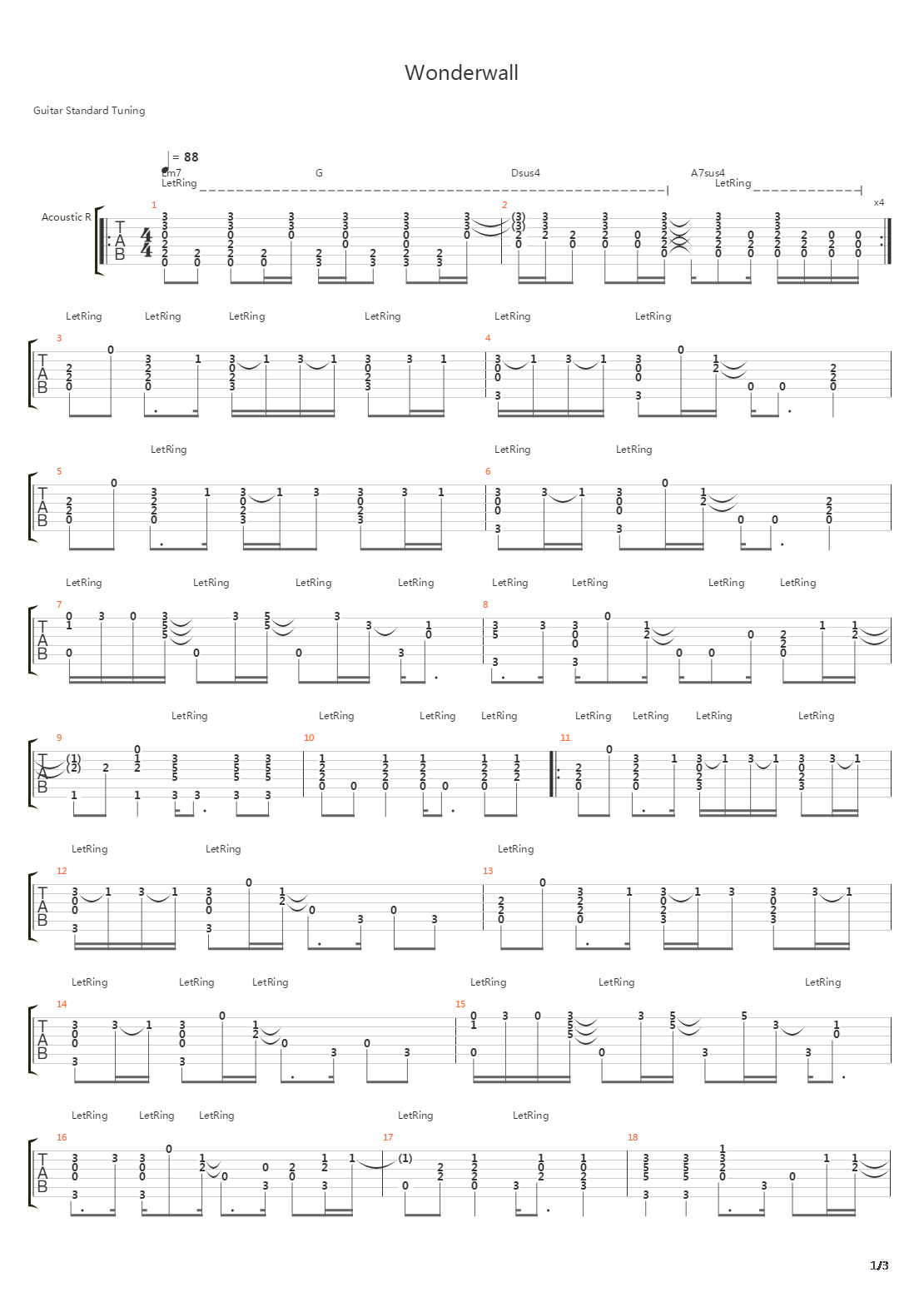 Wonderwall吉他谱