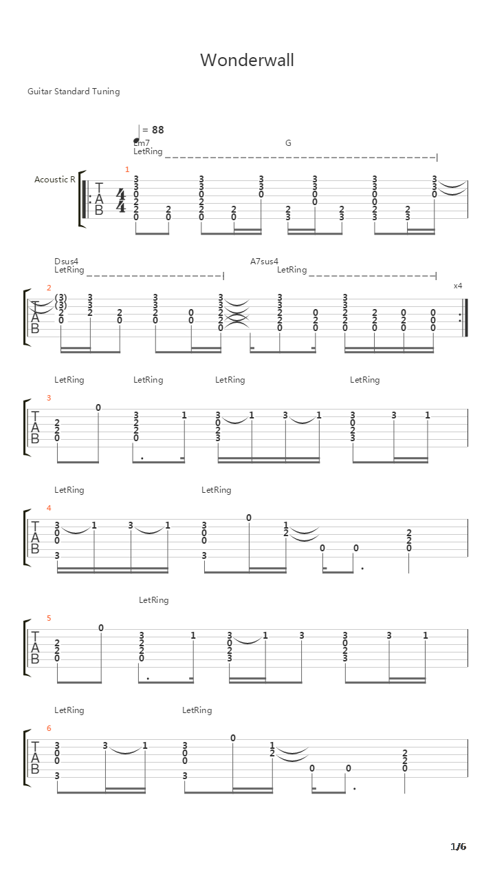 Wonderwall吉他谱