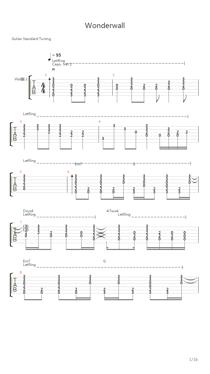 Wonderwall吉他谱