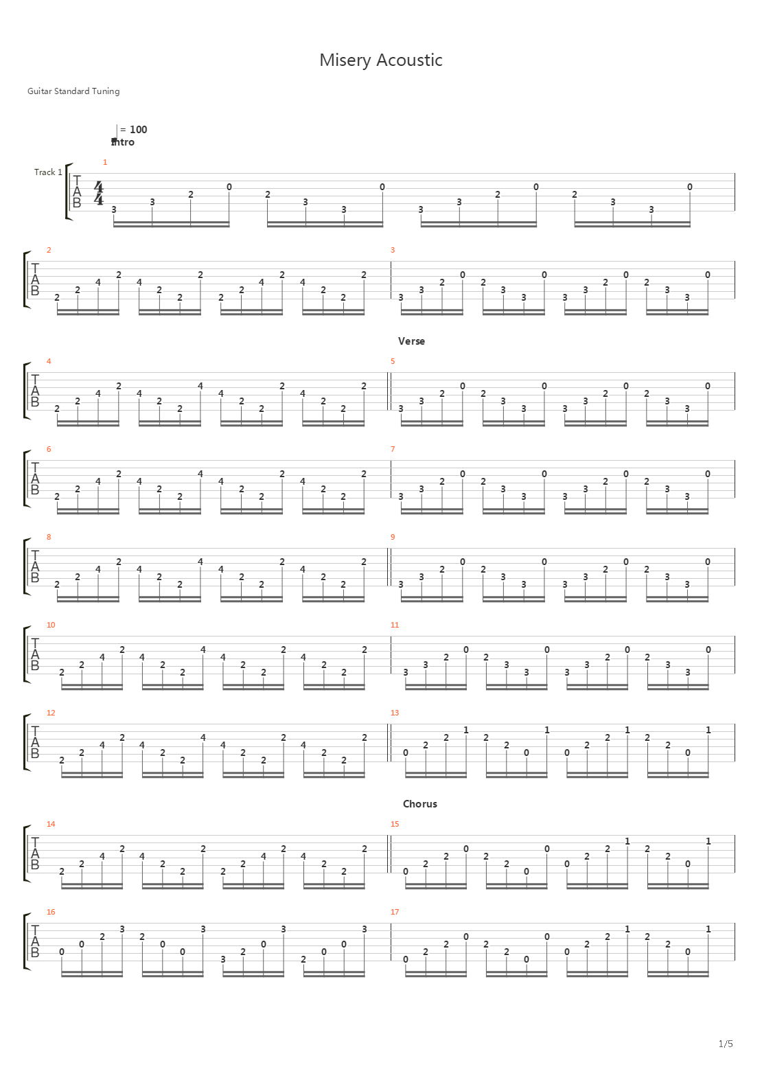 Misery吉他谱