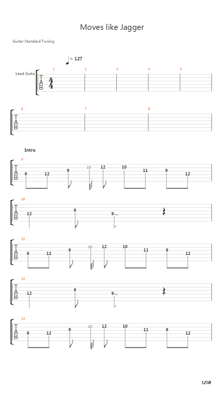 Moves Like Jagger吉他谱