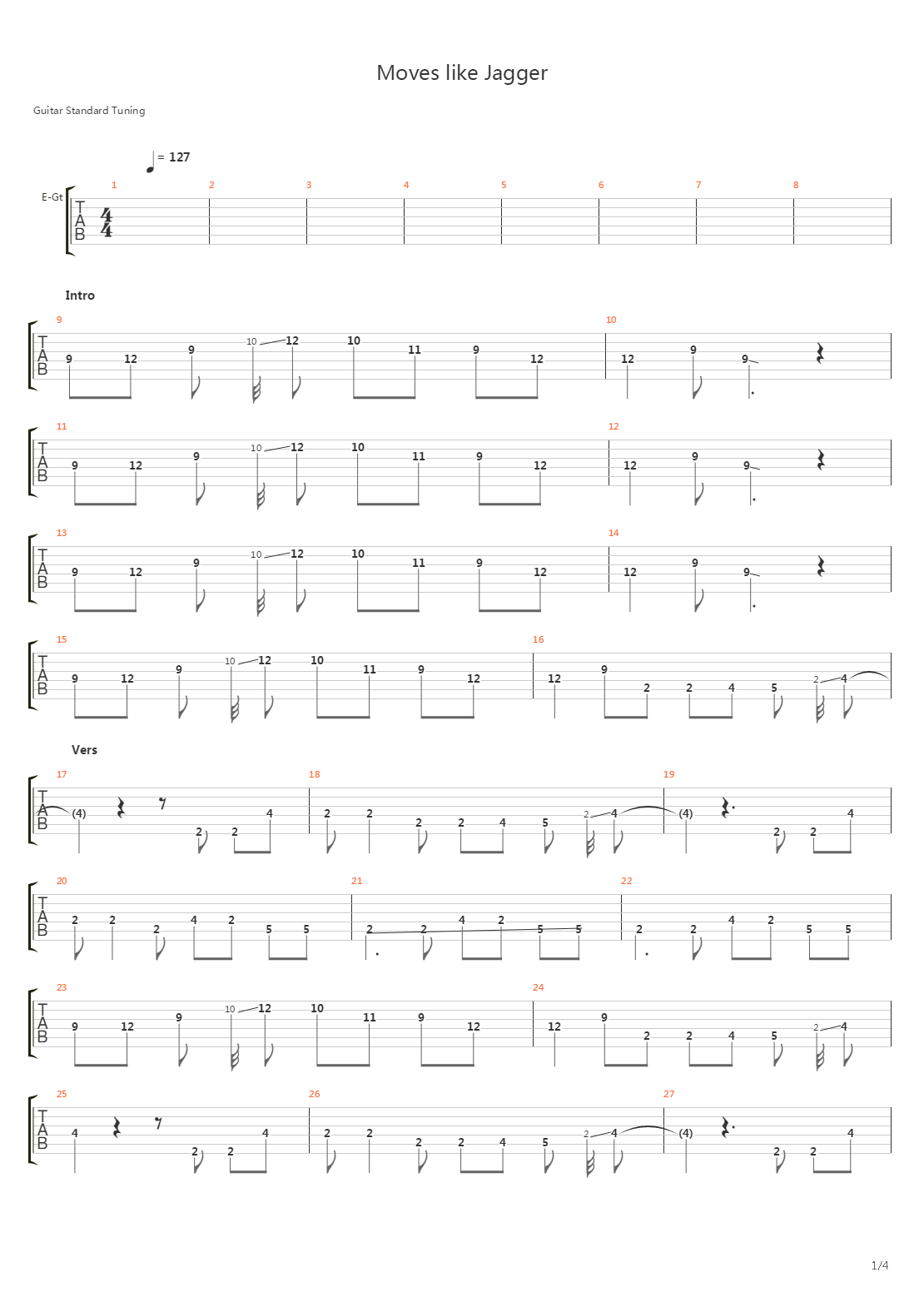 Moves Like Jagger吉他谱