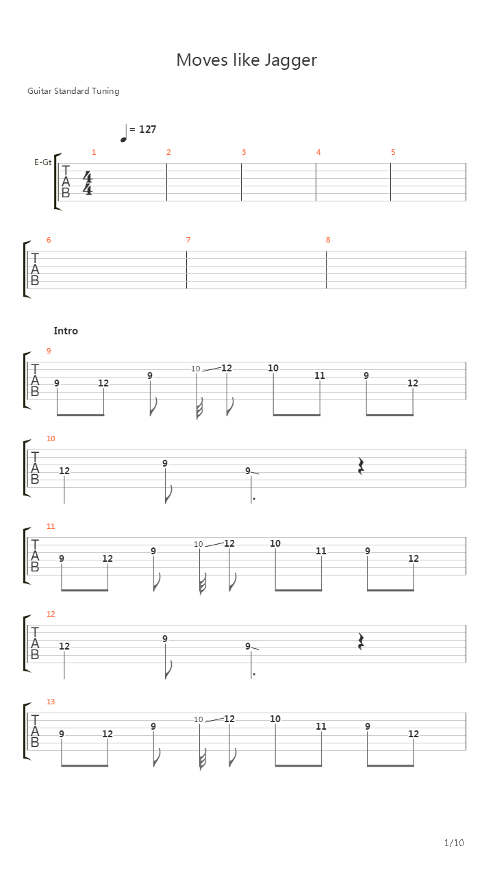 Moves Like Jagger吉他谱