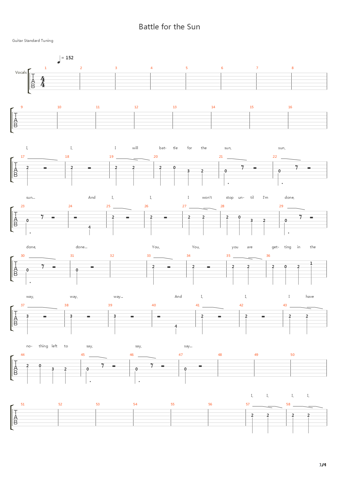 Battle For The Sun吉他谱