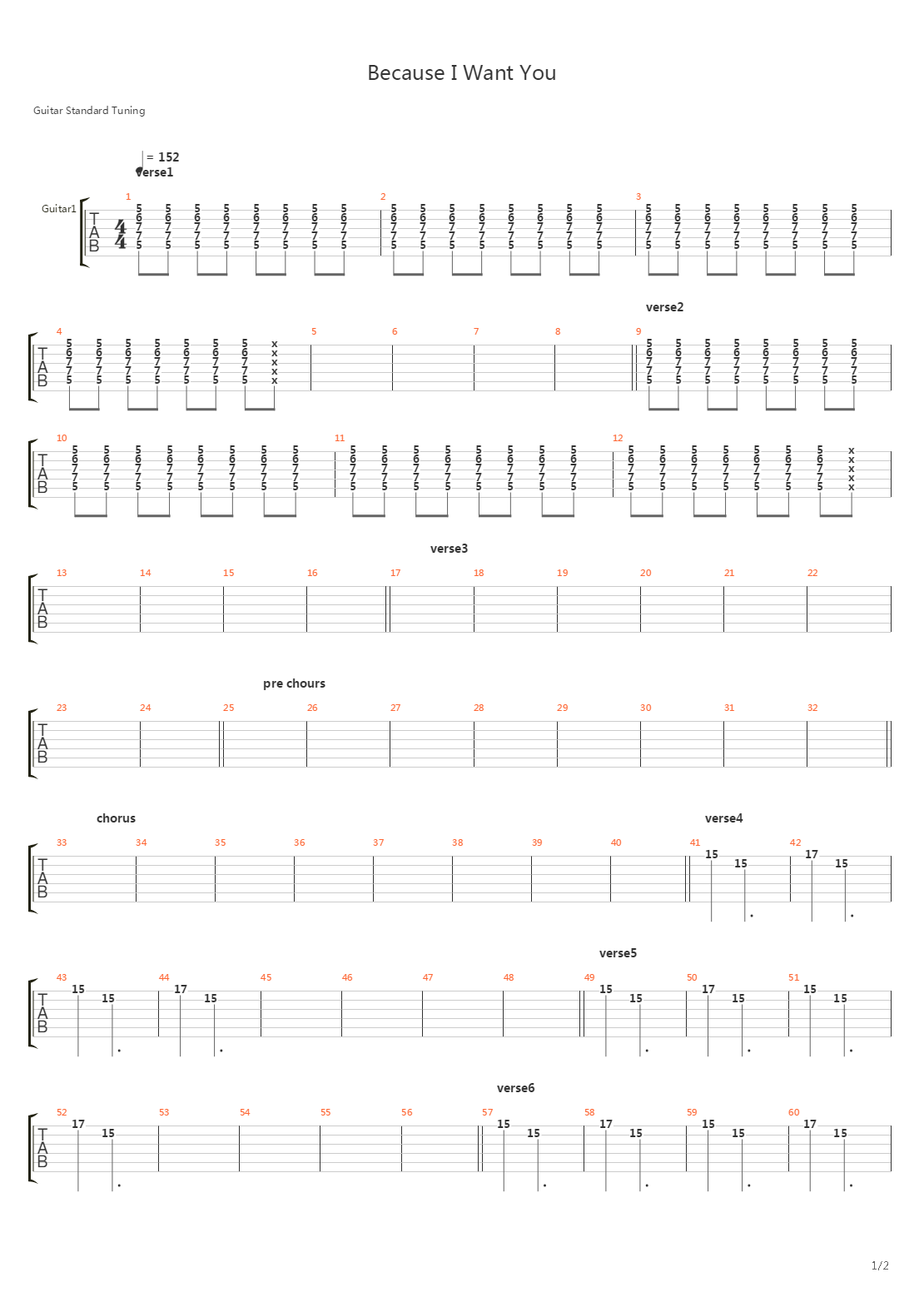 Because I Want You吉他谱