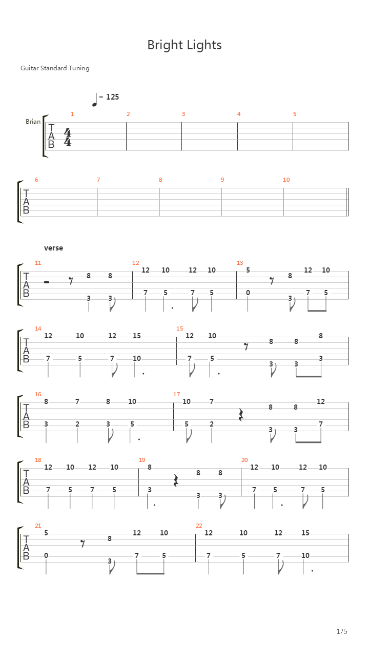 Bright Lights吉他谱