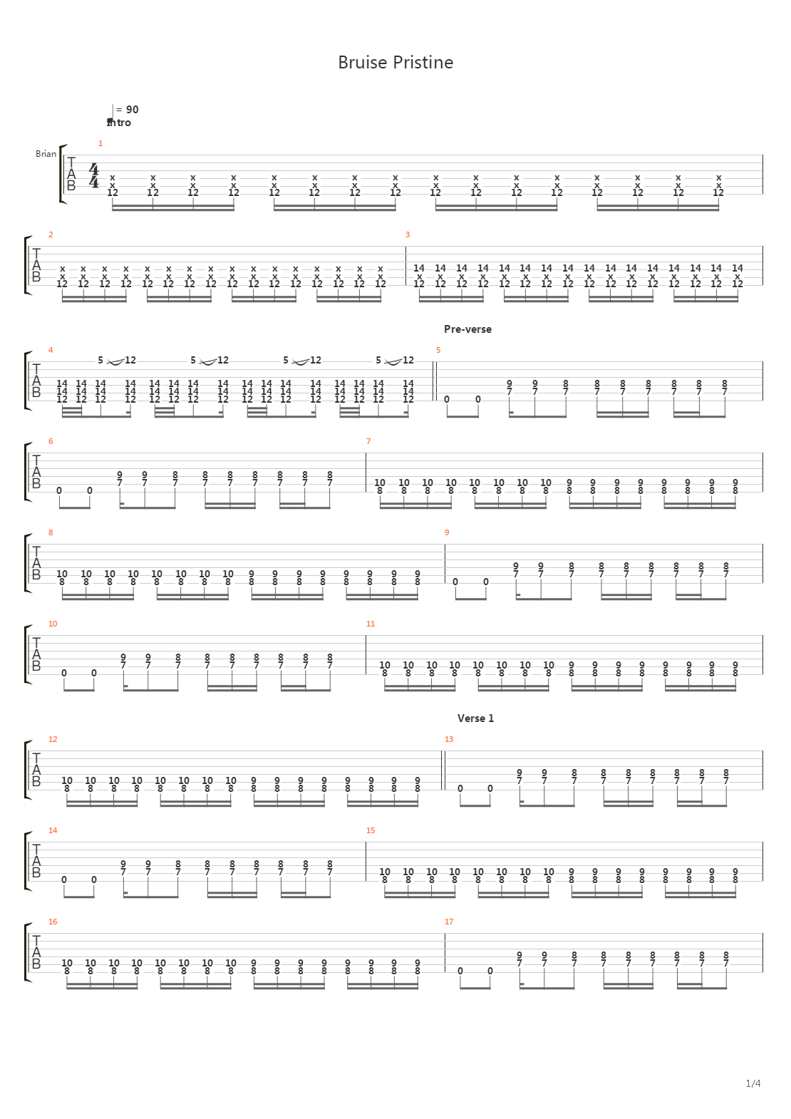 Bruise Pristine吉他谱