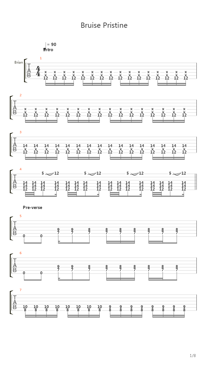 Bruise Pristine吉他谱