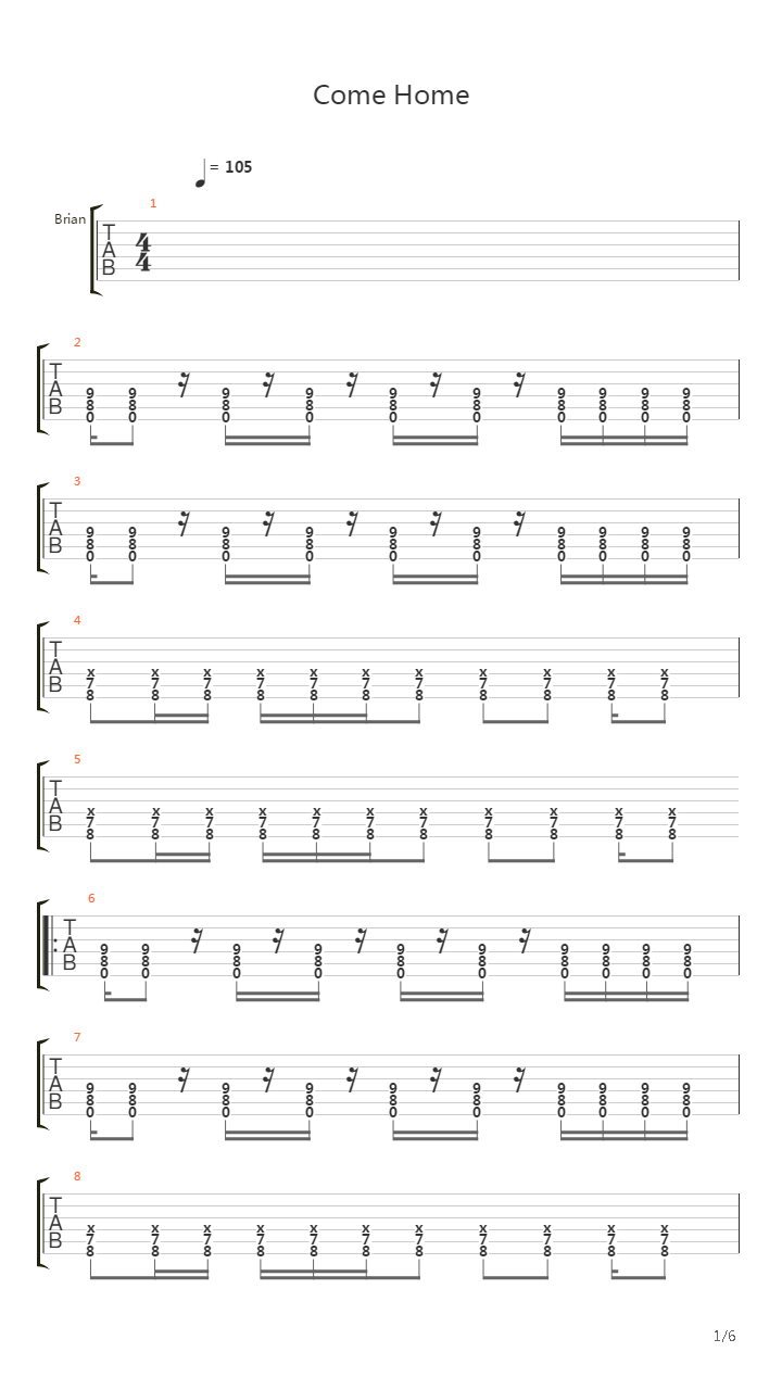 Come Home吉他谱