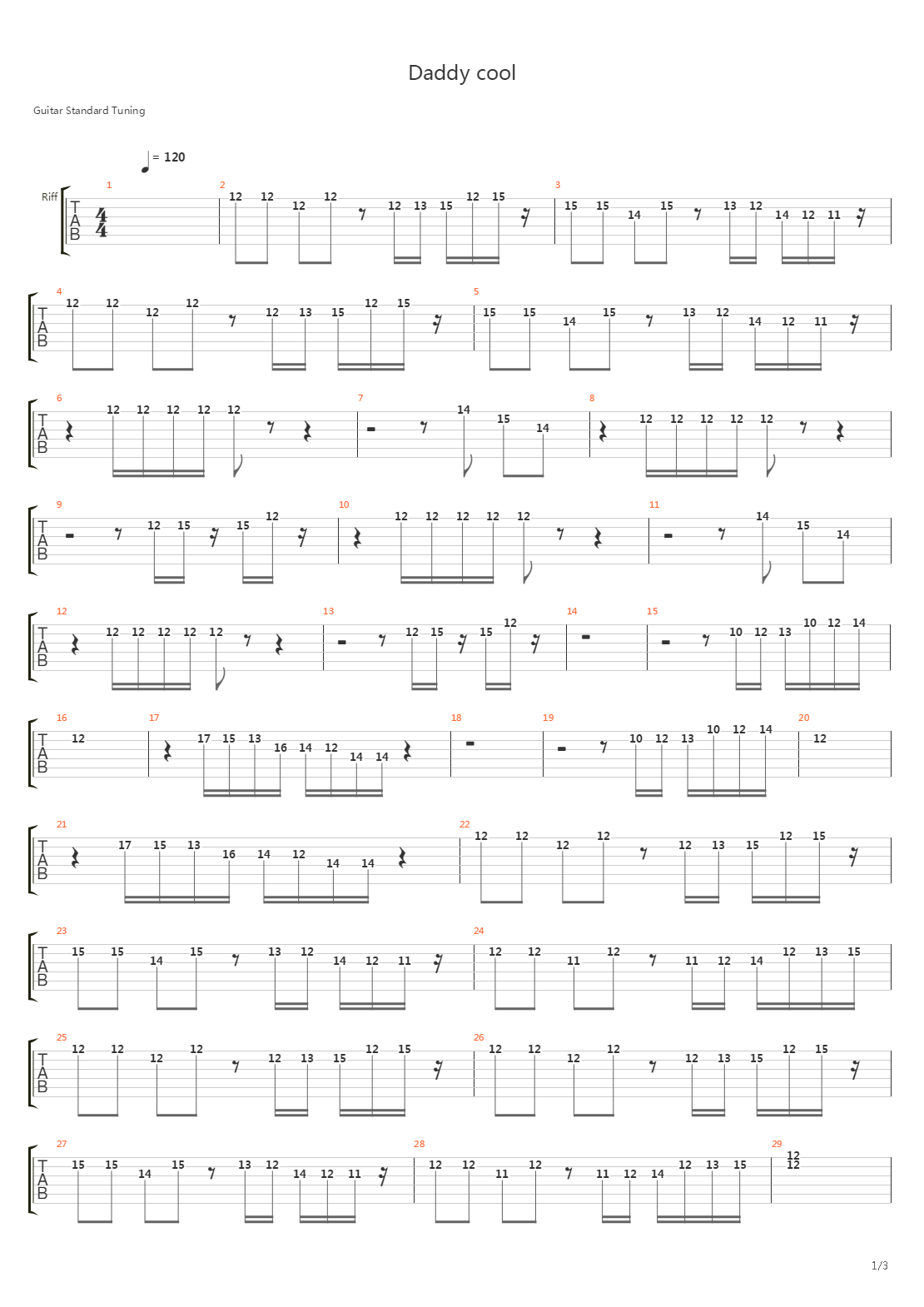 Daddy Cool吉他谱