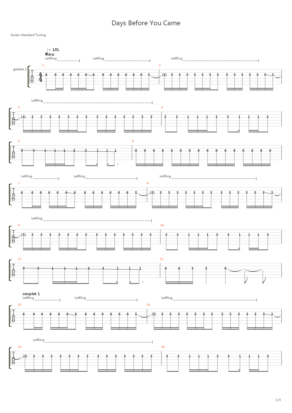 Days Before You Came吉他谱