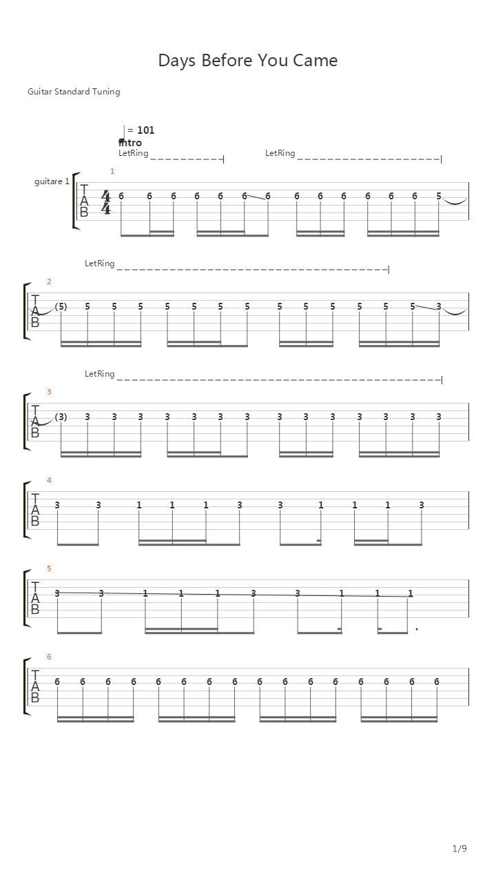 Days Before You Came吉他谱