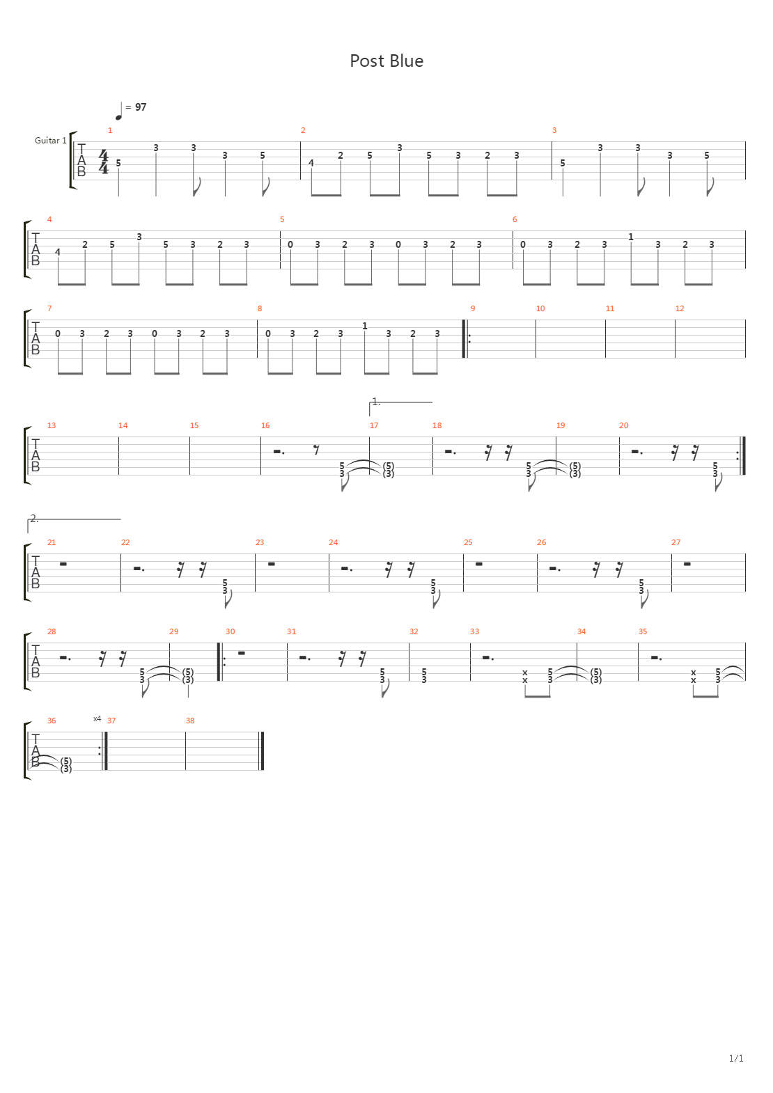 Post Blue吉他谱
