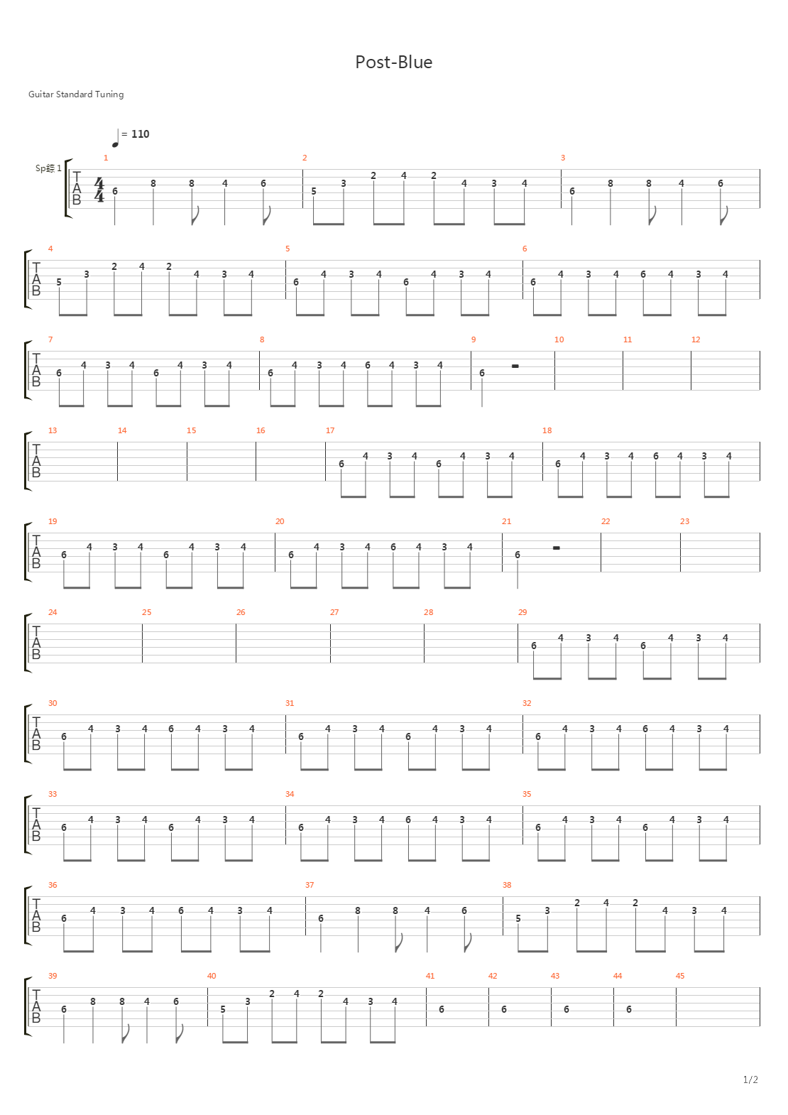 Post Blue吉他谱