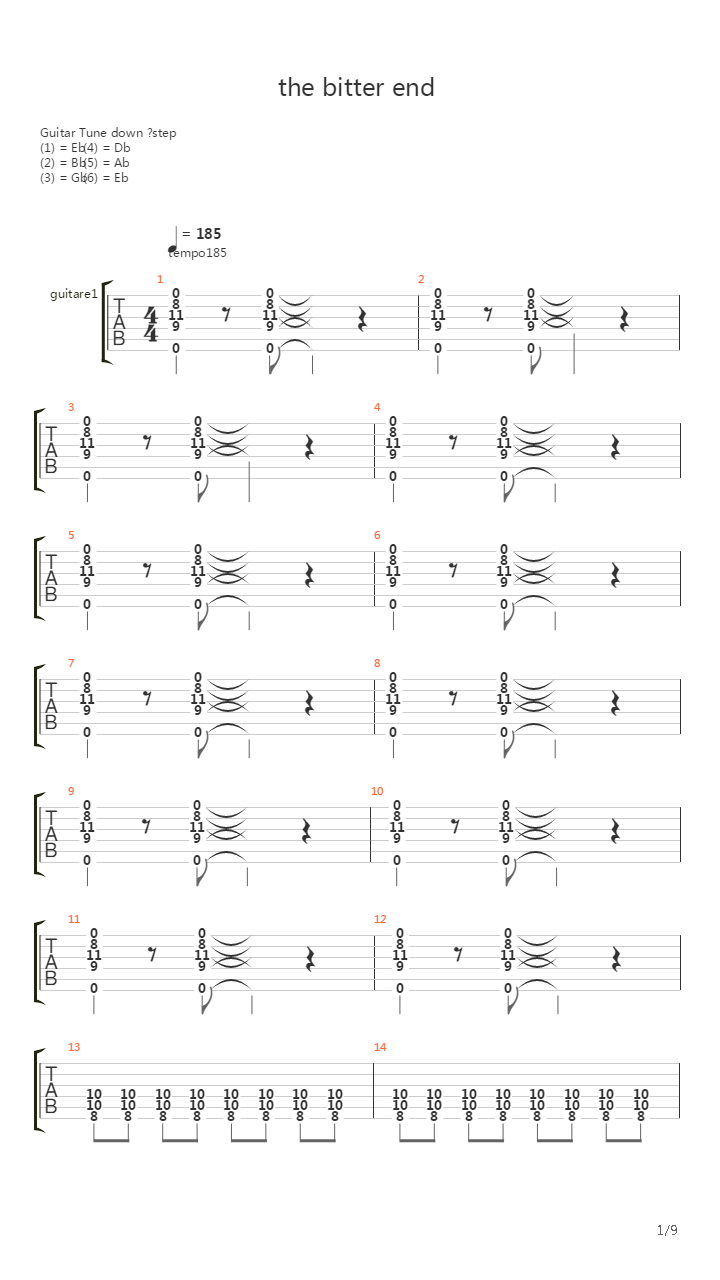 The Bitter End吉他谱
