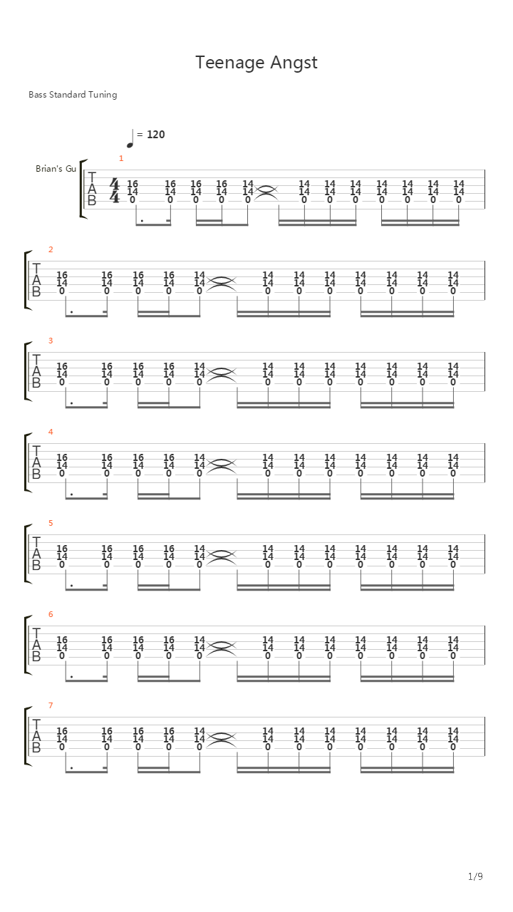 Teenage Angst吉他谱