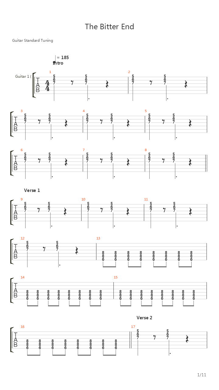 The Bitter End吉他谱