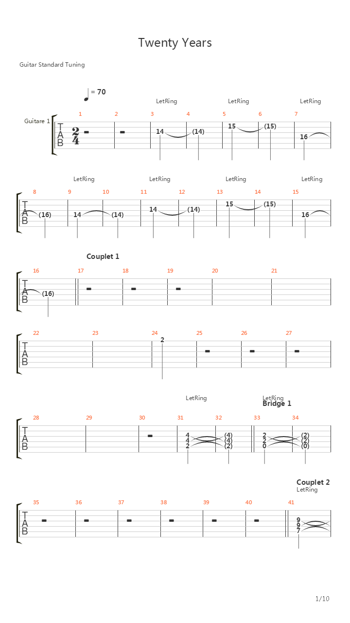 Twenty Years吉他谱