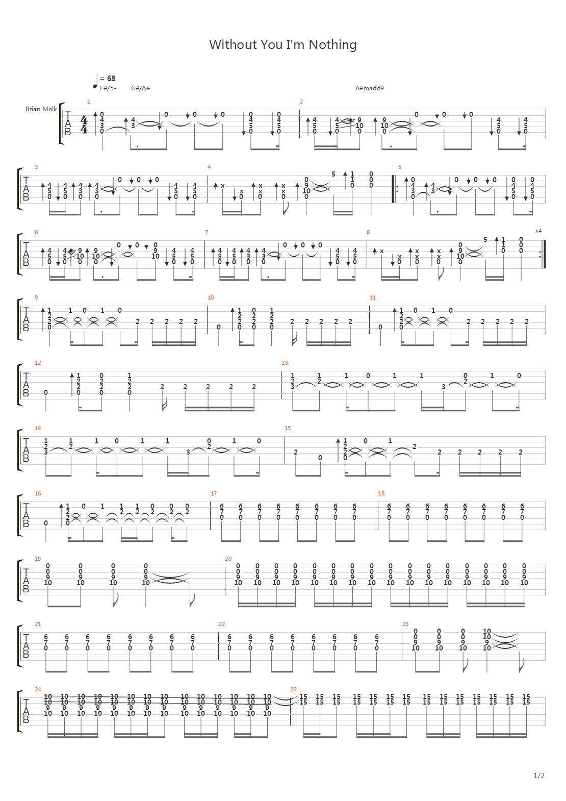 Without You Im Nothing吉他谱