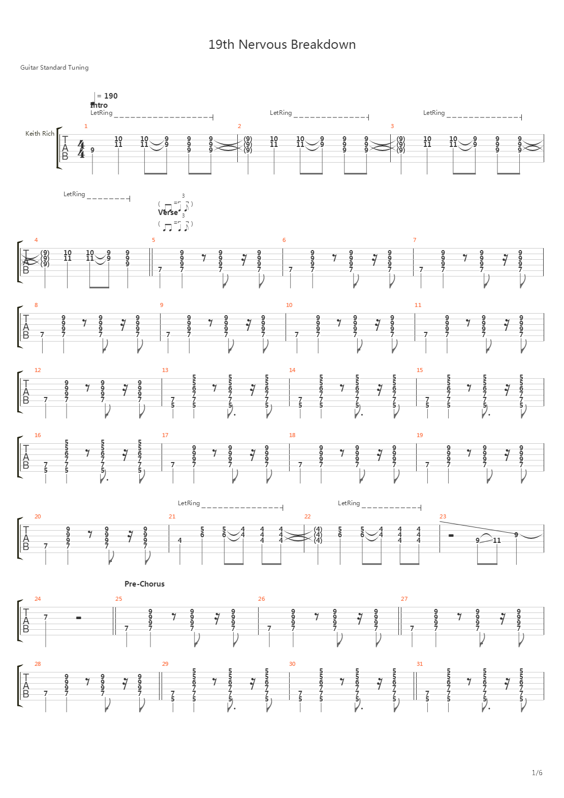19th Nervous Breakdown吉他谱
