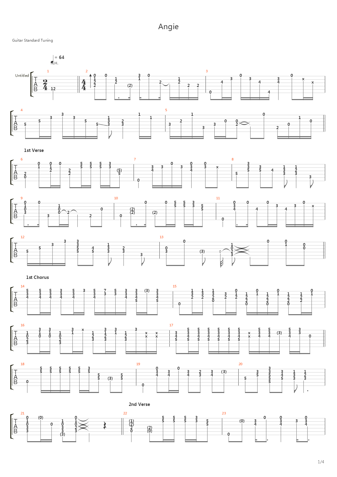 Angie吉他谱