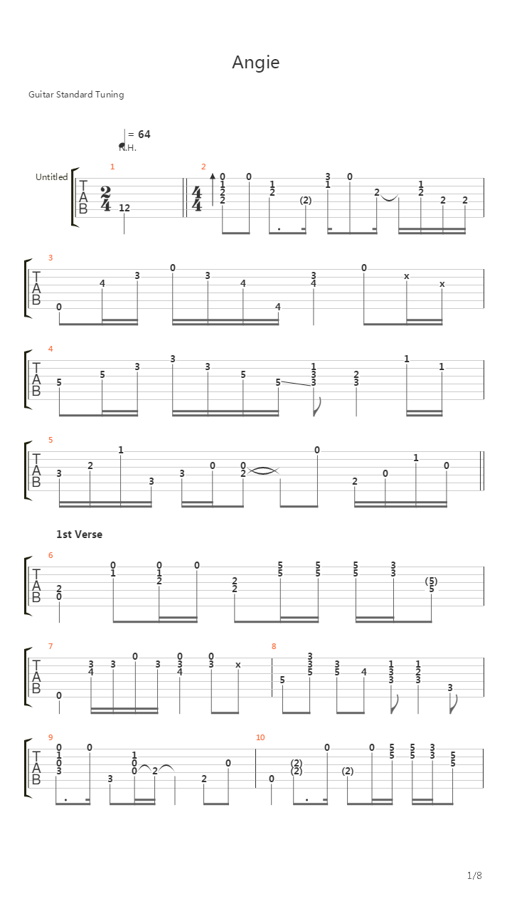 Angie吉他谱