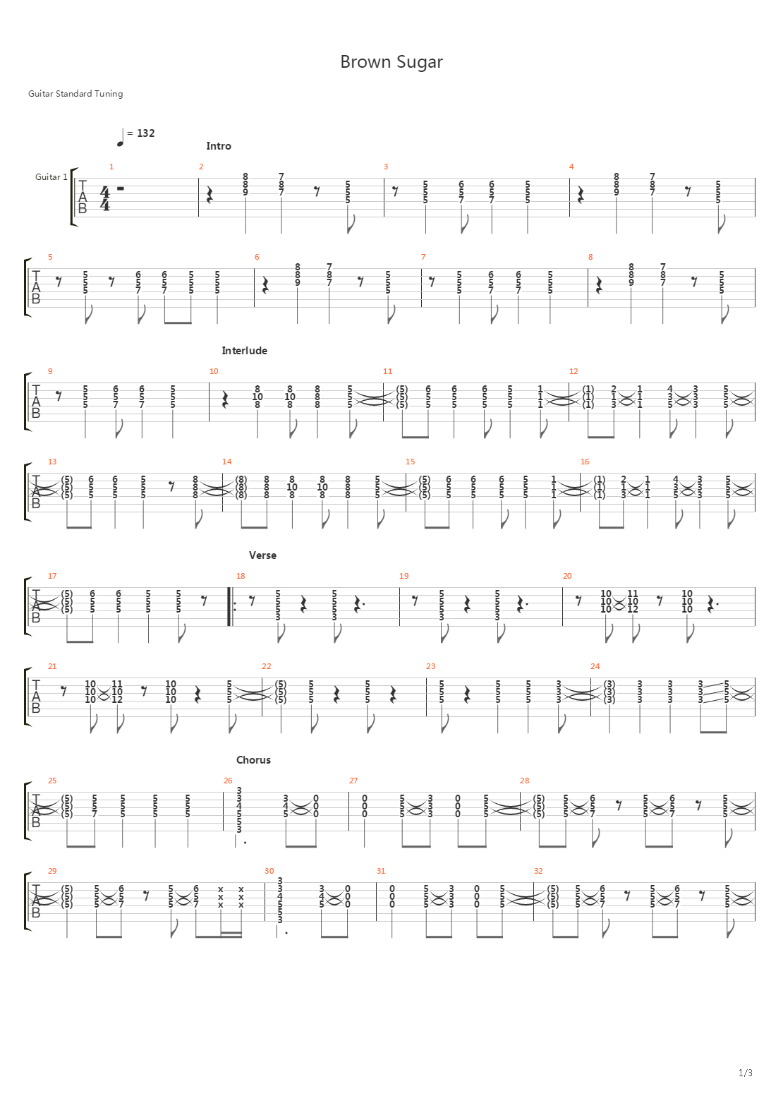 Brown Sugar吉他谱