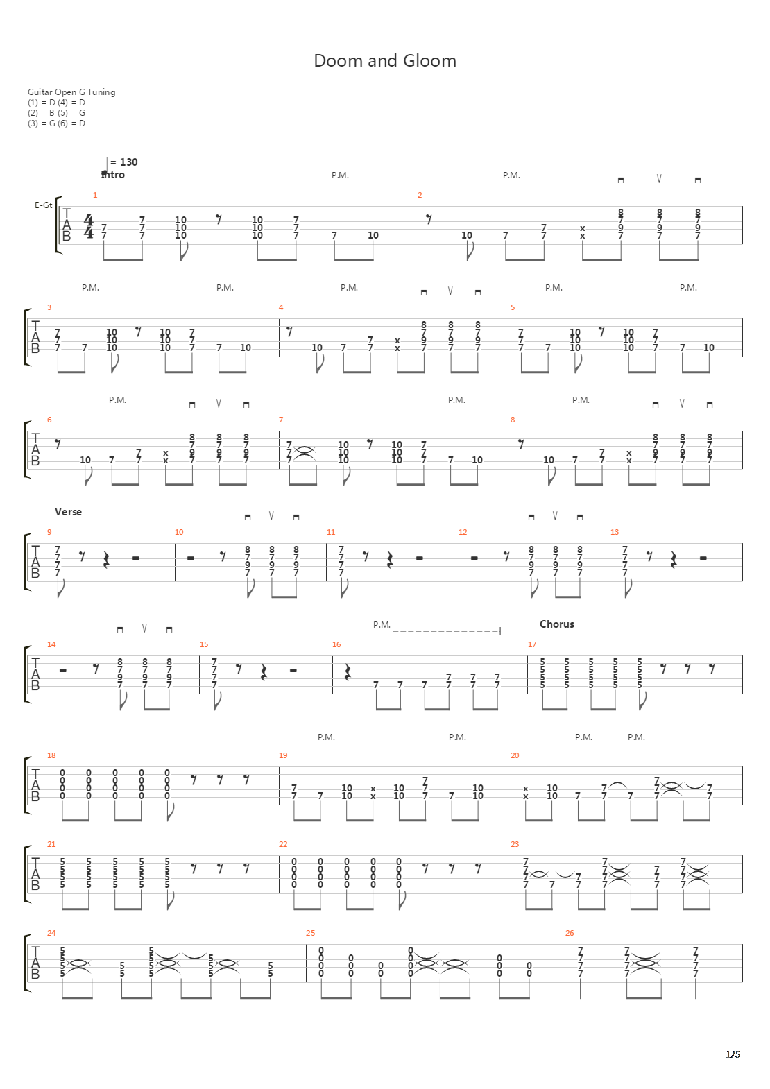 Doom And Gloom吉他谱