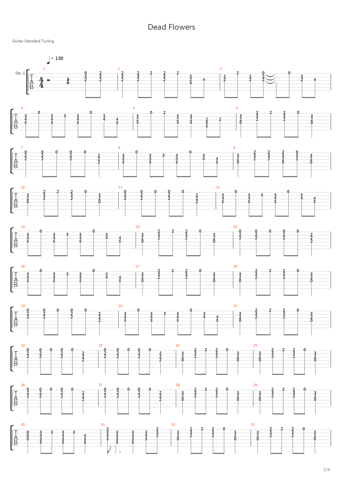 Dead Flowers吉他谱