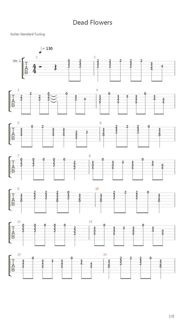 Dead Flowers吉他谱