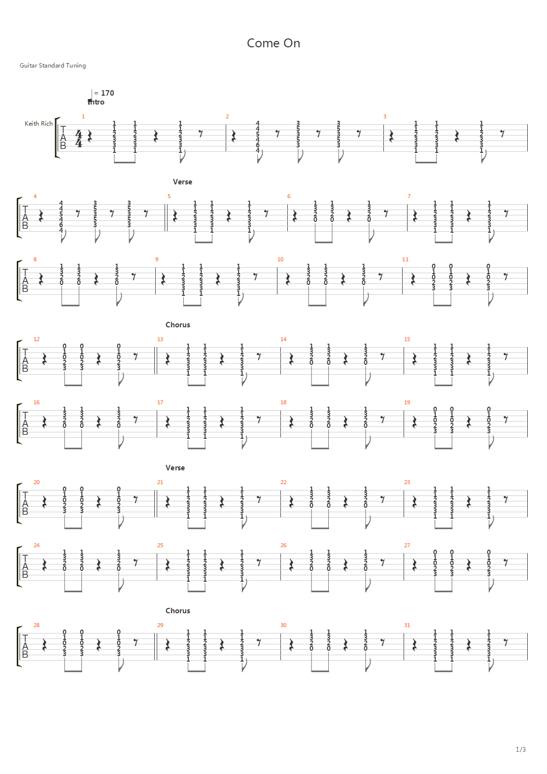 Come On吉他谱