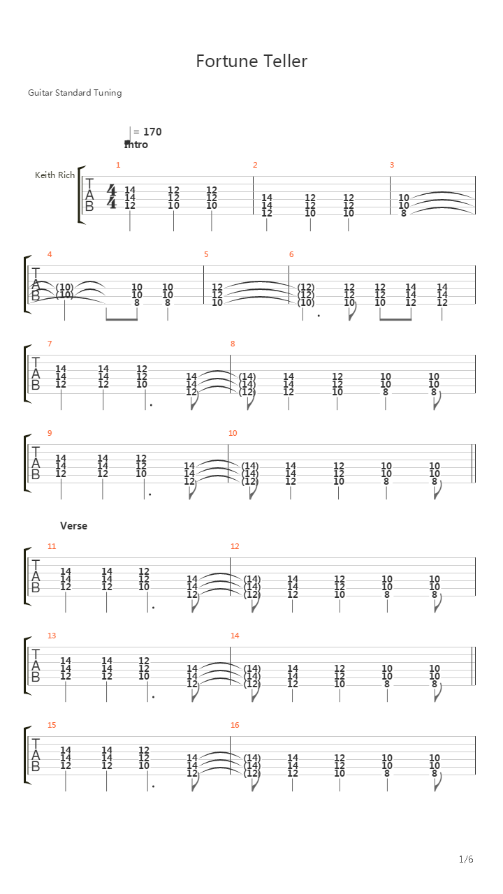 Fortune Teller吉他谱