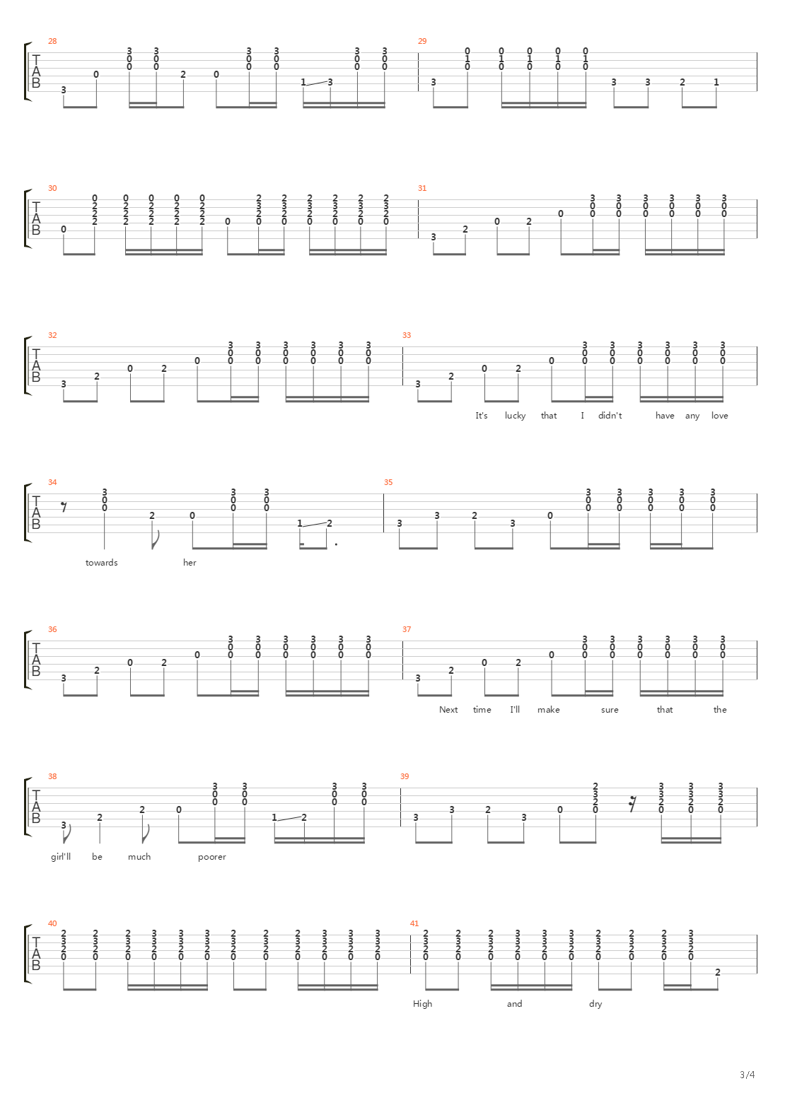 High And Dry吉他谱