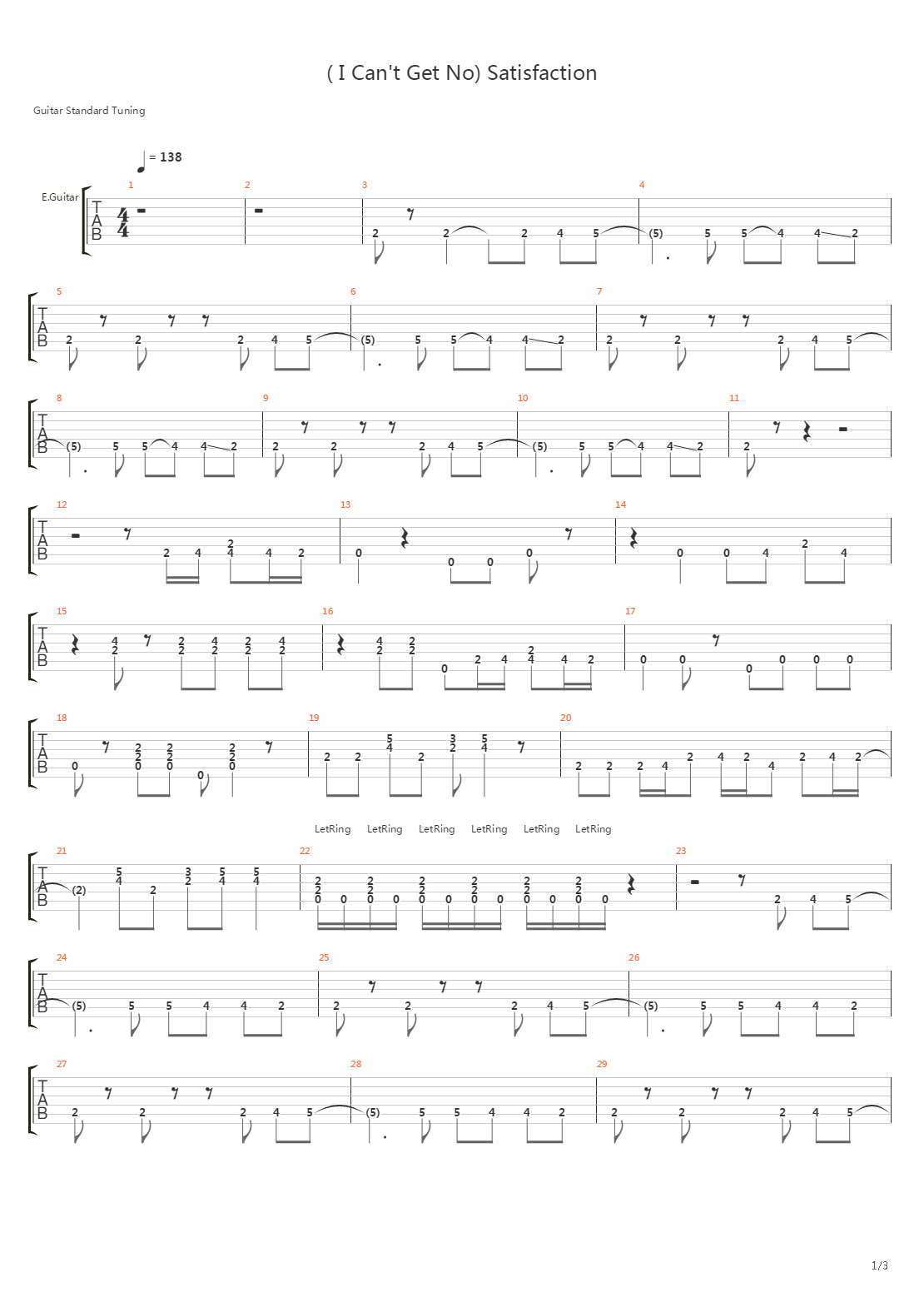 I Cant Get No Satisfaction吉他谱